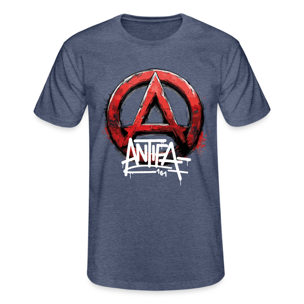 Antifa 161 Rotes Anarchie-Symbol - Männer-T-Shirt von Fruit of the Loom - Navy meliert