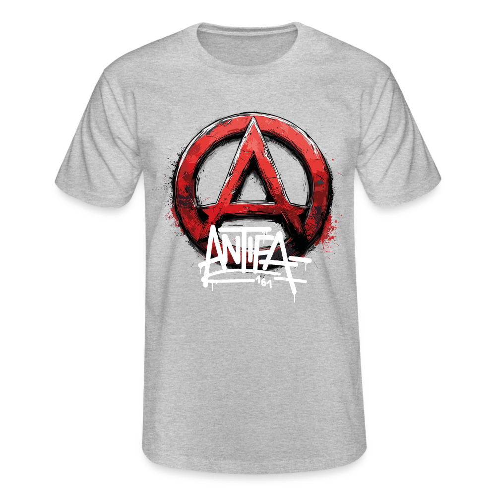 Antifa 161 Rotes Anarchie-Symbol - Männer-T-Shirt von Fruit of the Loom - Grau meliert