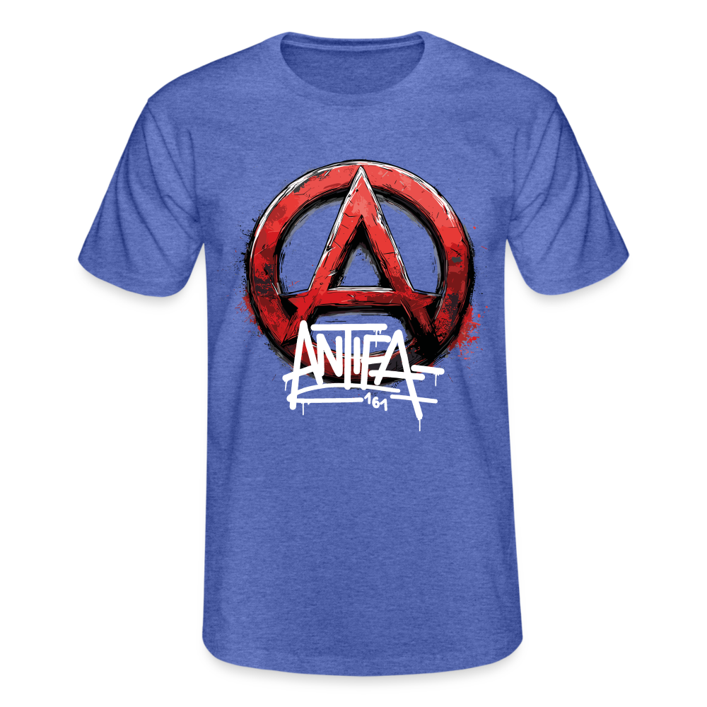 Antifa 161 Rotes Anarchie-Symbol - Männer-T-Shirt von Fruit of the Loom - Blau meliert