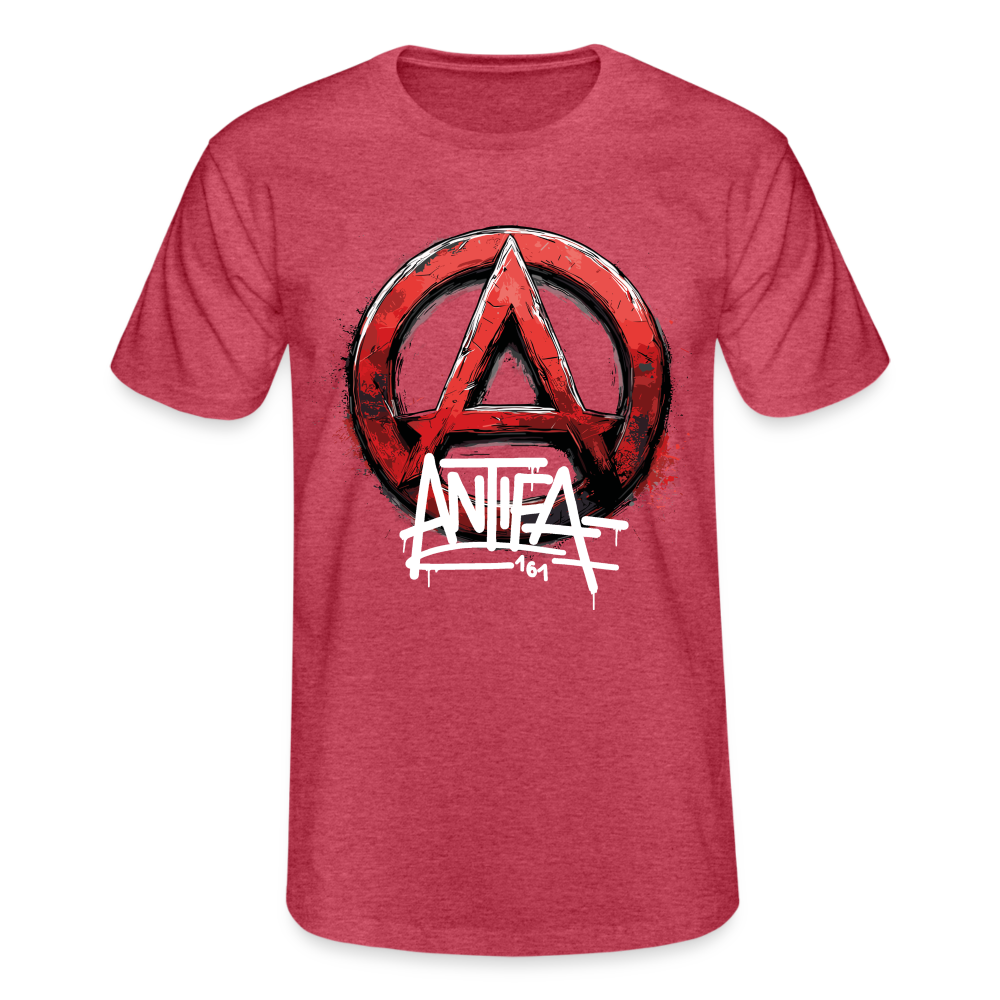 Antifa 161 Rotes Anarchie-Symbol - Männer-T-Shirt von Fruit of the Loom - Rot meliert